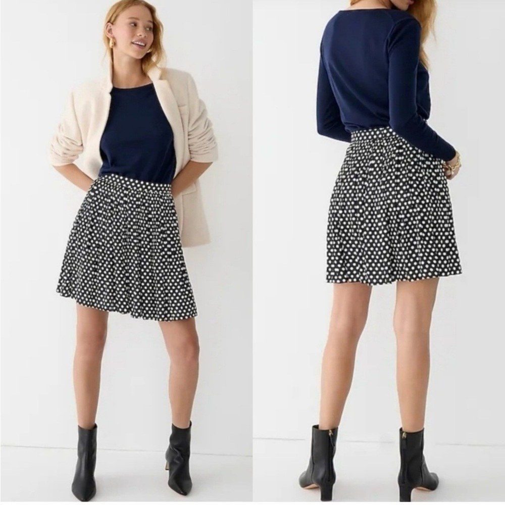 J. Crew Blue A-Line Mini Skirt Pleated Work Size 10